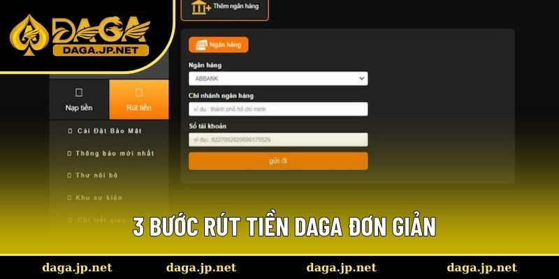 Hướng dẫn 3 bước rút tiền DAGA nhanh chóng